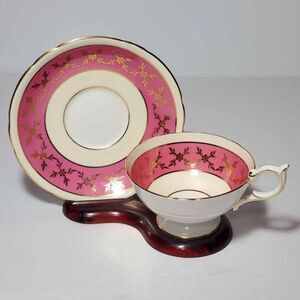 Aynsley Teacup and Saucer Pink Gold Vintage